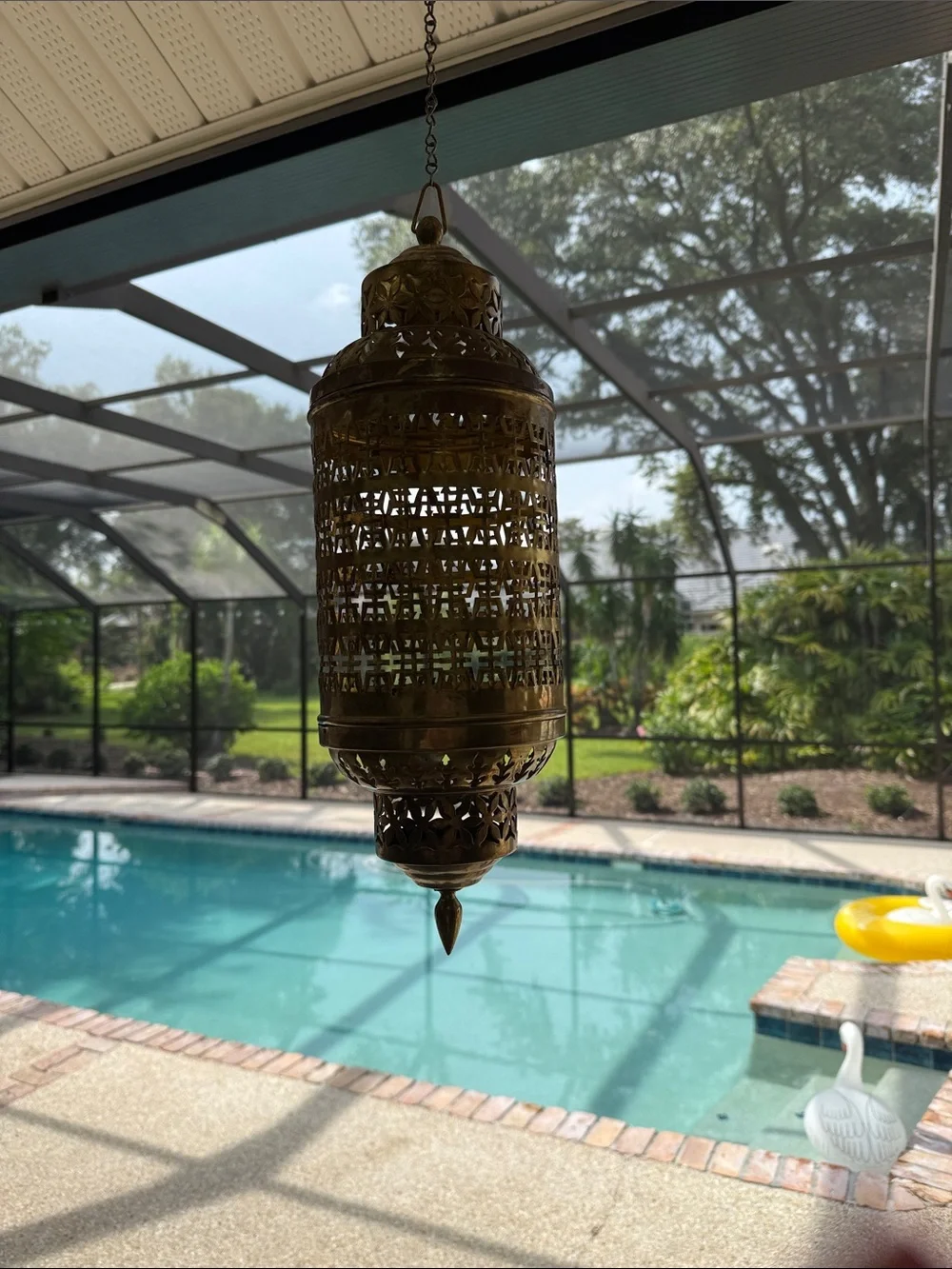 Mid Century Moroccan  Brass Hanging Lantern -